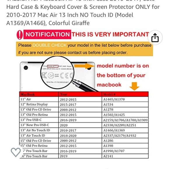 Hard shell case for Mac Air 13 colorful giraffe design - Picture 9 of 11